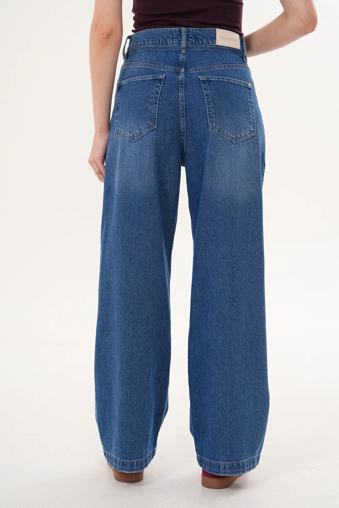 6022 - Kadın Normal Bel Baggy Fit Geniş Paça Jean Pantolon