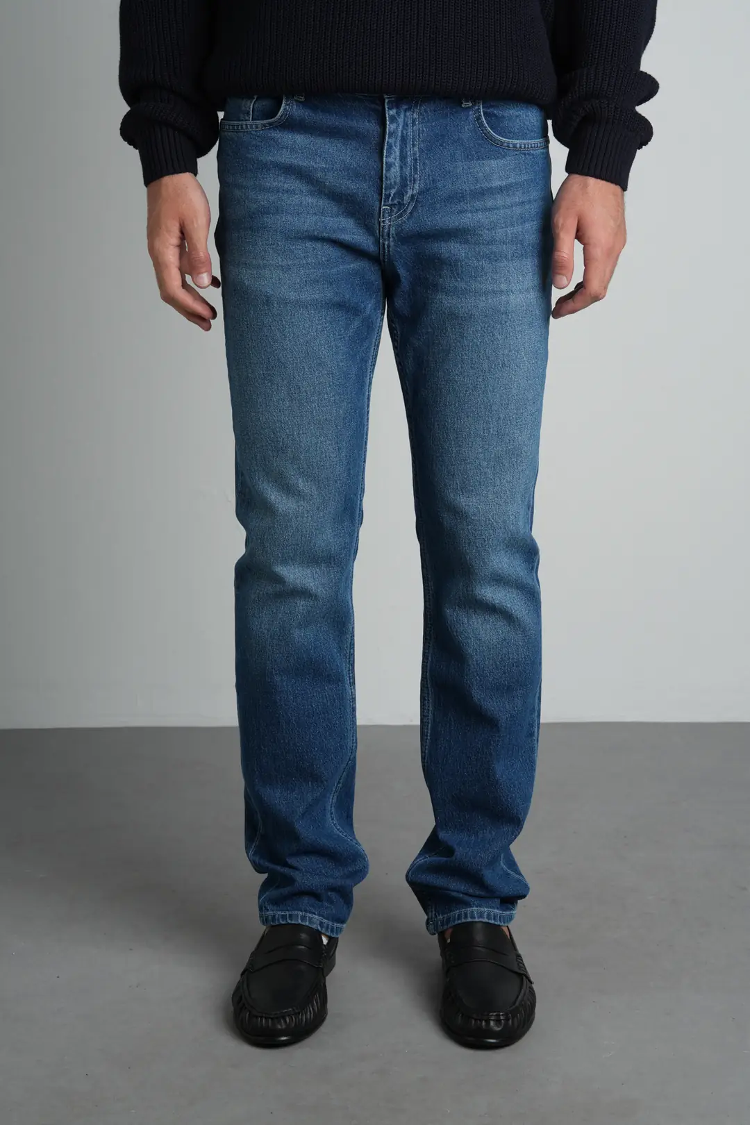Açık Mavi Straight Fit Normal Bel Likralı Erkek Jean Pantolon