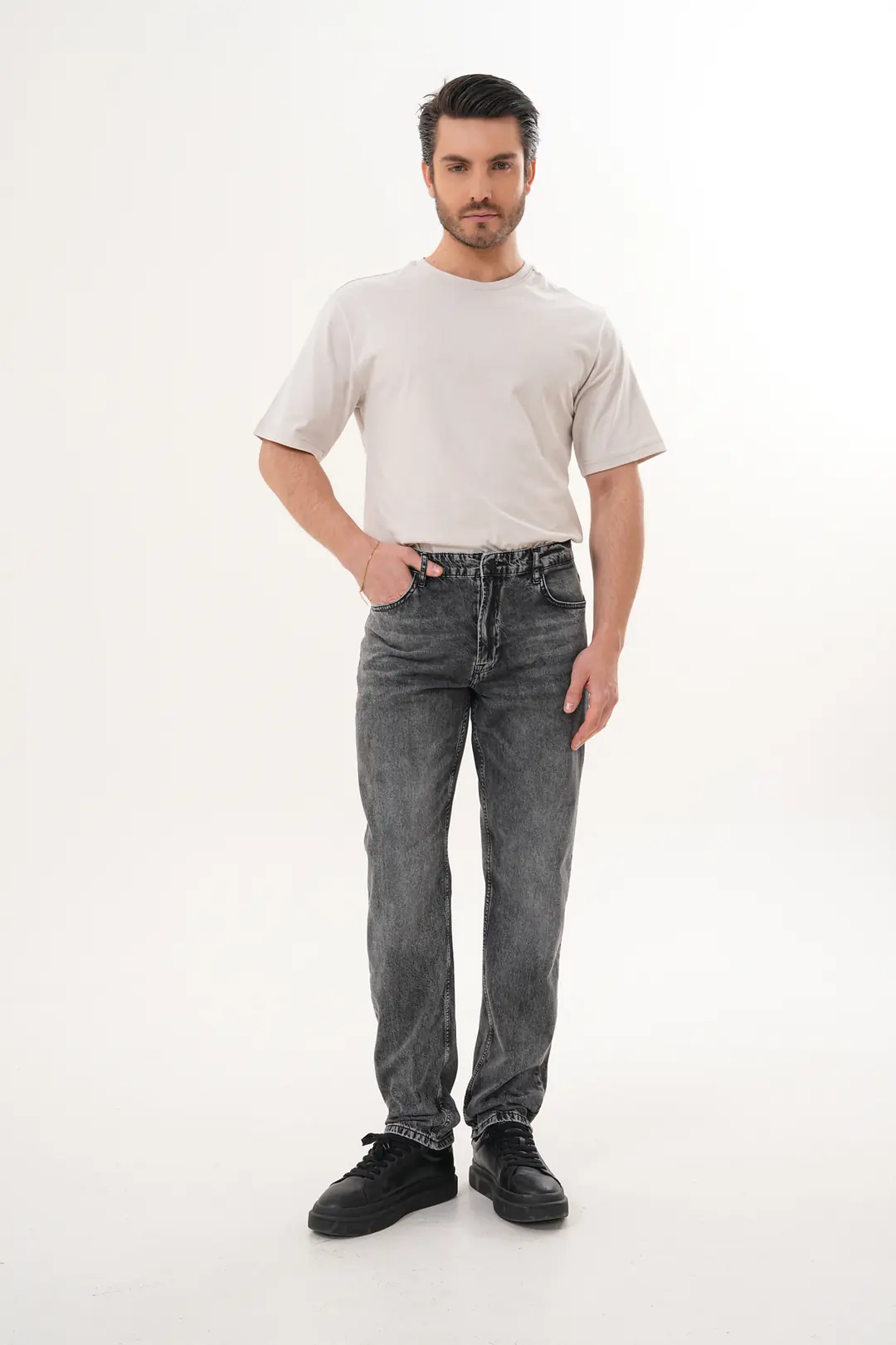 7006 - Erkek Normal Bel Straight Fit Boru Paça Jean Pantolon