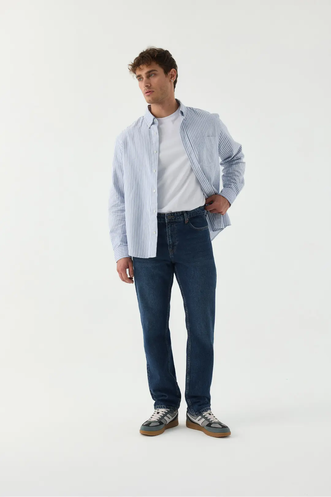Ürün görseli: Straight Erkek Mavi Rigid Normal Bel 5 Cep Denim Jean Kot Pantolon