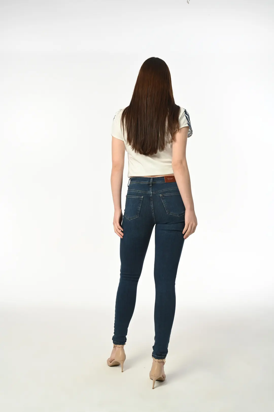 Skınny Kadın Mavi Stretch Yüksek Bel 5 Cep Denim Jean Kot Pantolon