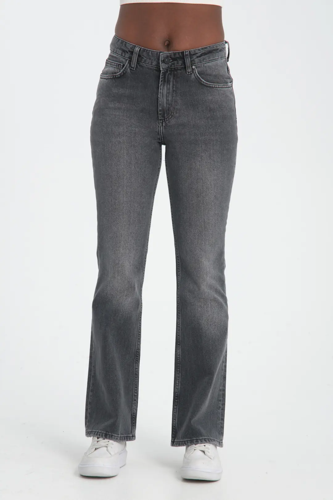 Flare Kadın Antrasit Rigid 5 Cep Denim Jean Kot Pantolon