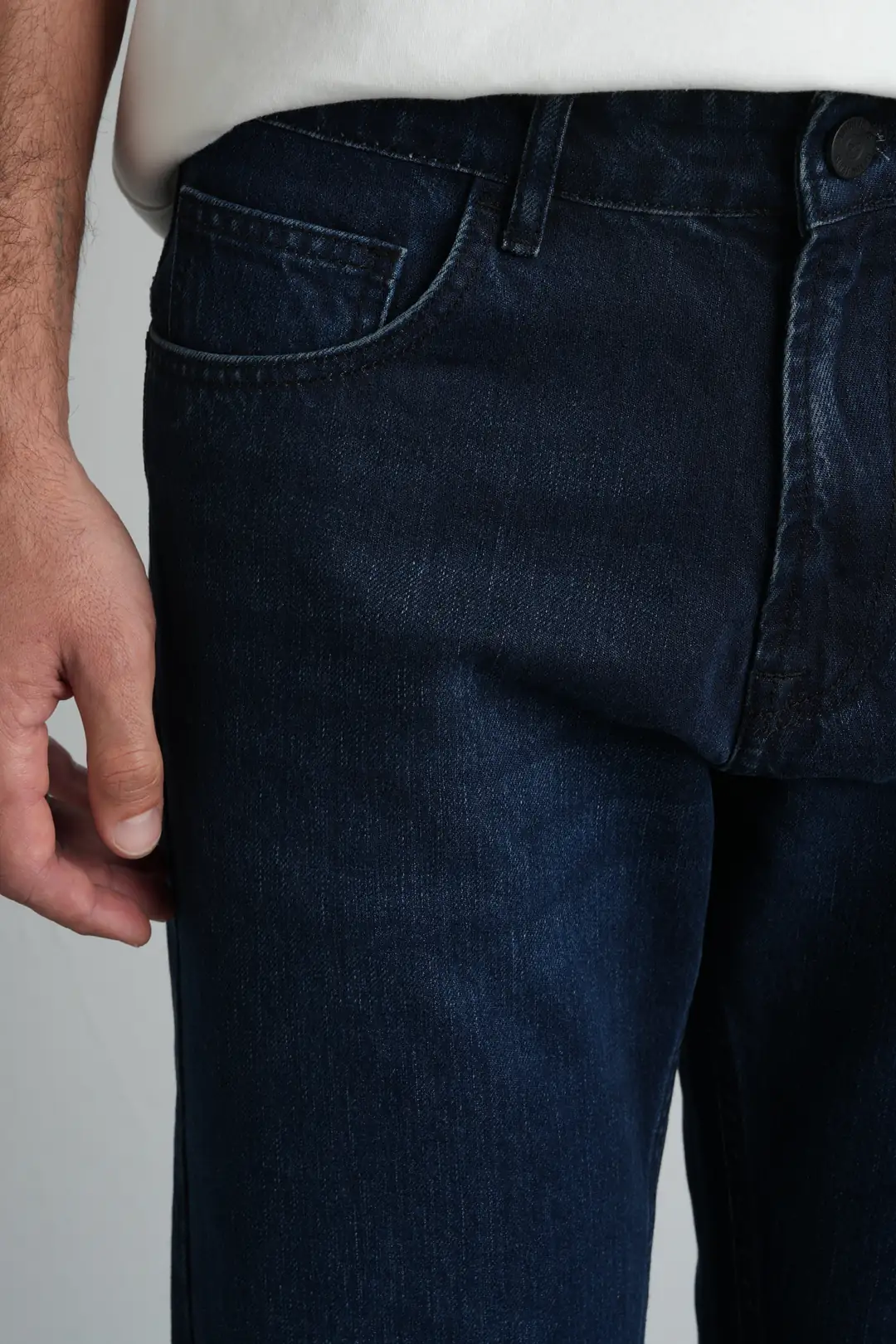 Mavi Siyah Tapered Fit Normal Bel Likralı Erkek Jean Pantolon