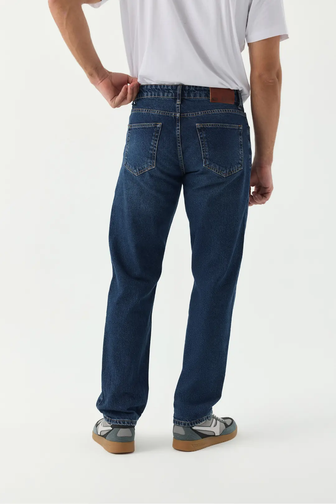 Straight Erkek Mavi Rigid Normal Bel 5 Cep Denim Jean Kot Pantolon
