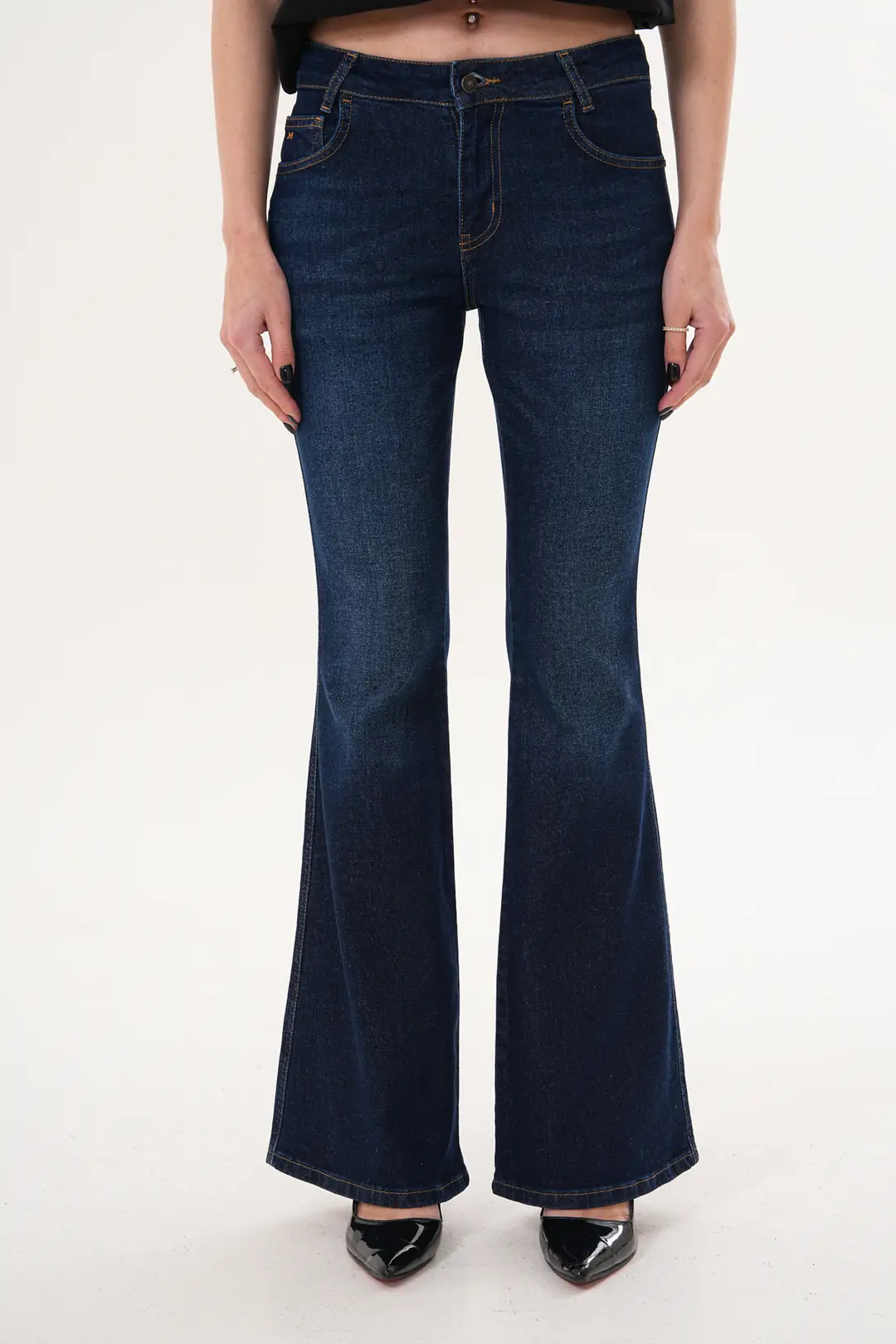 6042 - Kadın Flare Fit Düşük Bel İspanyol Paça Jean Kot Pantolon