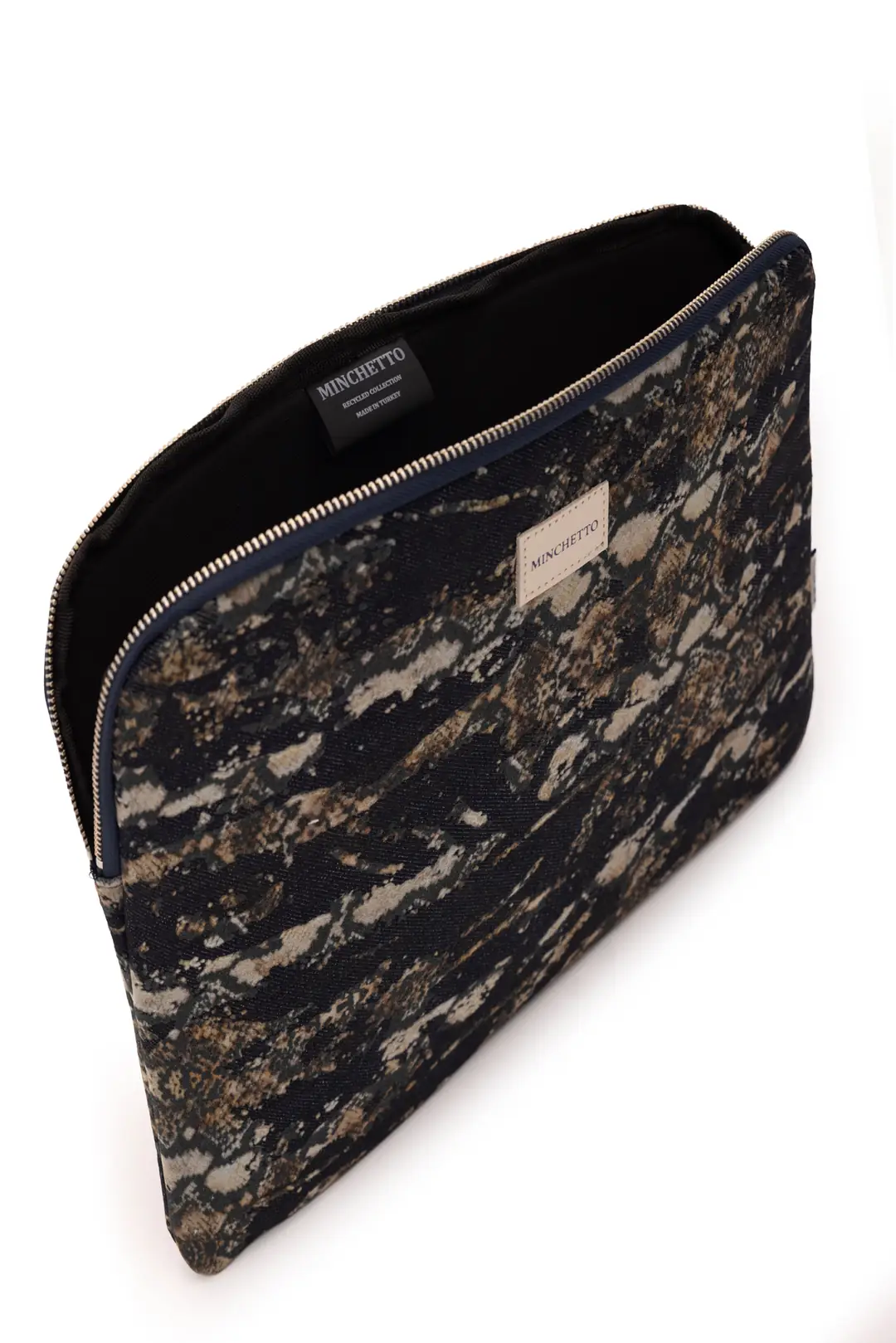 Forte 13-14 İnç Mavi Yılan Desenli Denim Laptop Kılıfı