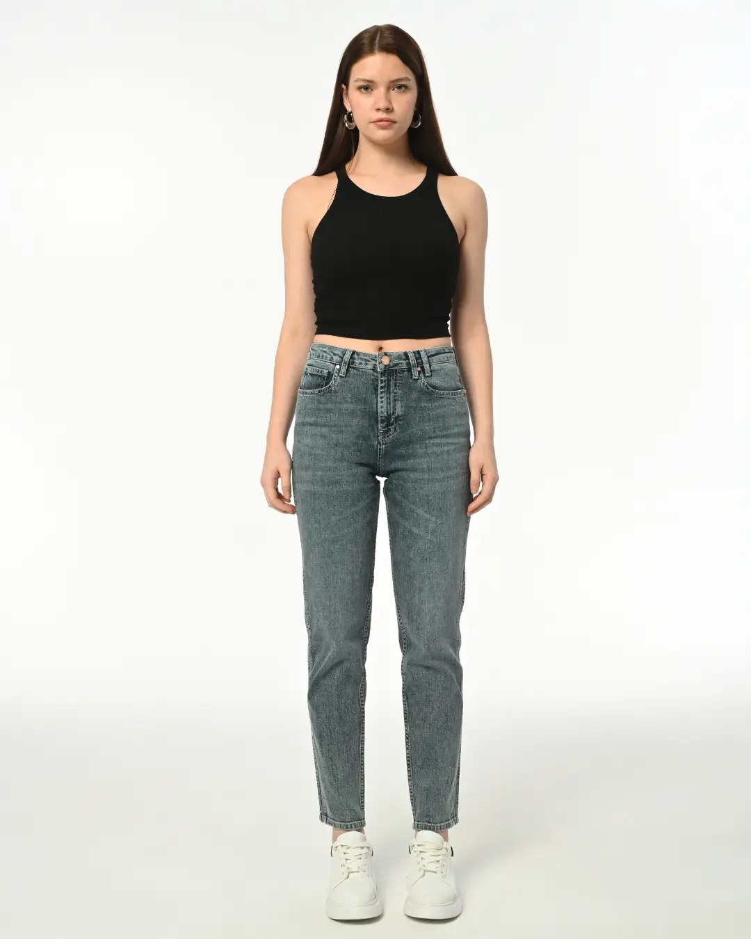 Ürün görseli: 6102 - Kadın Mom Fit Yüksek Bel Bilek Boy Jean