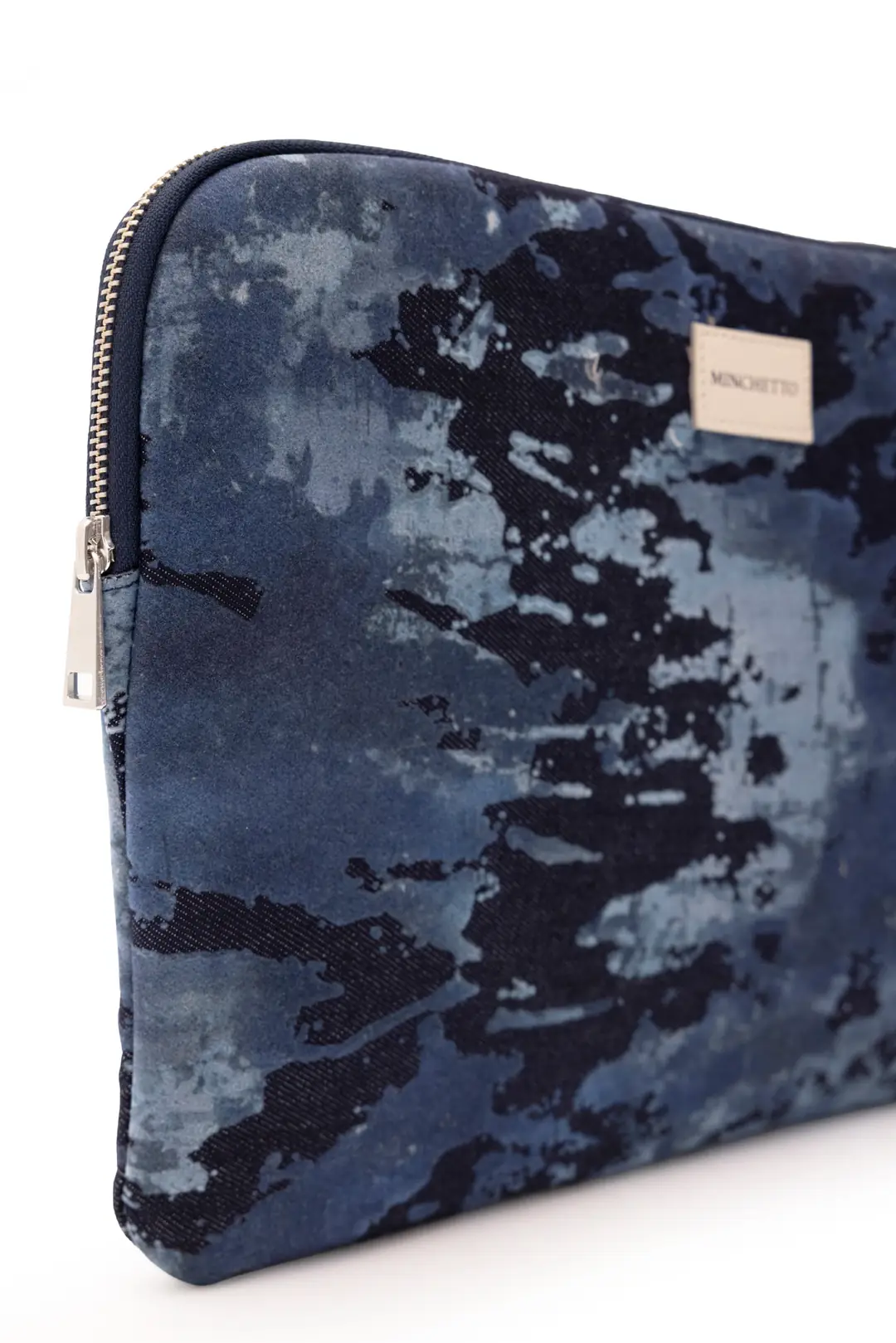 Forte 13-14 İnç Mavi Etnik Flok Baskılı Denim Laptop Kılıfı