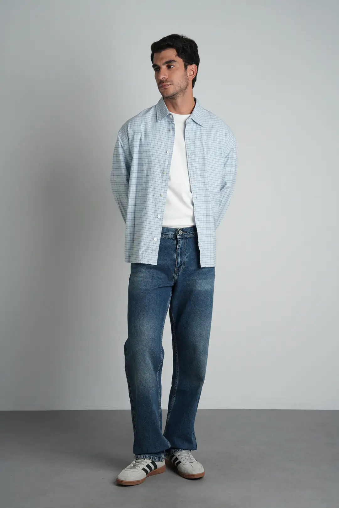 Ürün görseli: 7021 - Erkek Baggy Fit Normal Bel  Geniş Paça Mavi Jean Pantolon