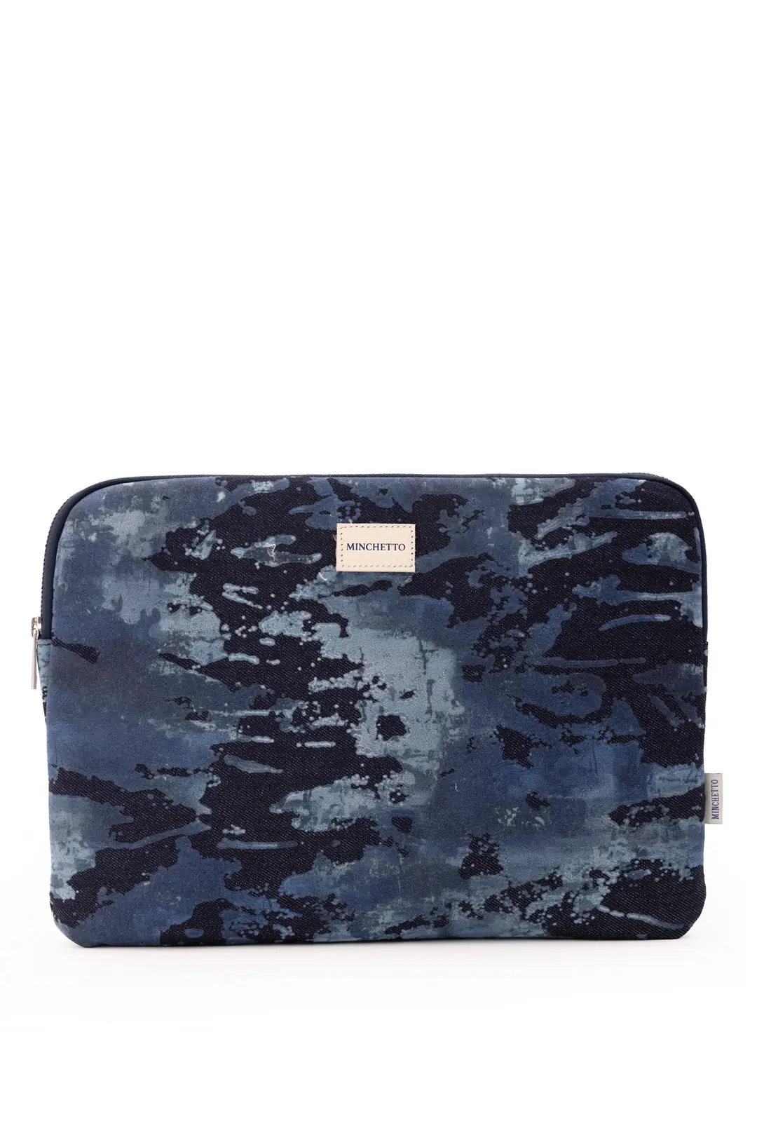 Ürün görseli: Forte 13-14 İnç Mavi Etnik Flok Baskılı Denim Laptop Kılıfı