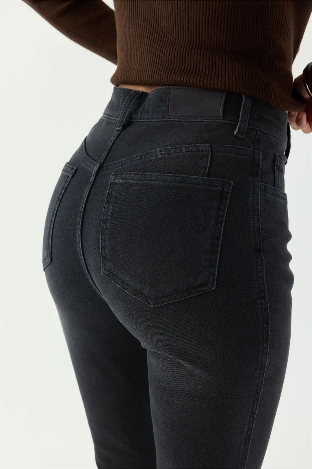 Flare Kadın Antrasit Yüksek Bel 5 Cep Denim Jean Kot Pantolon
