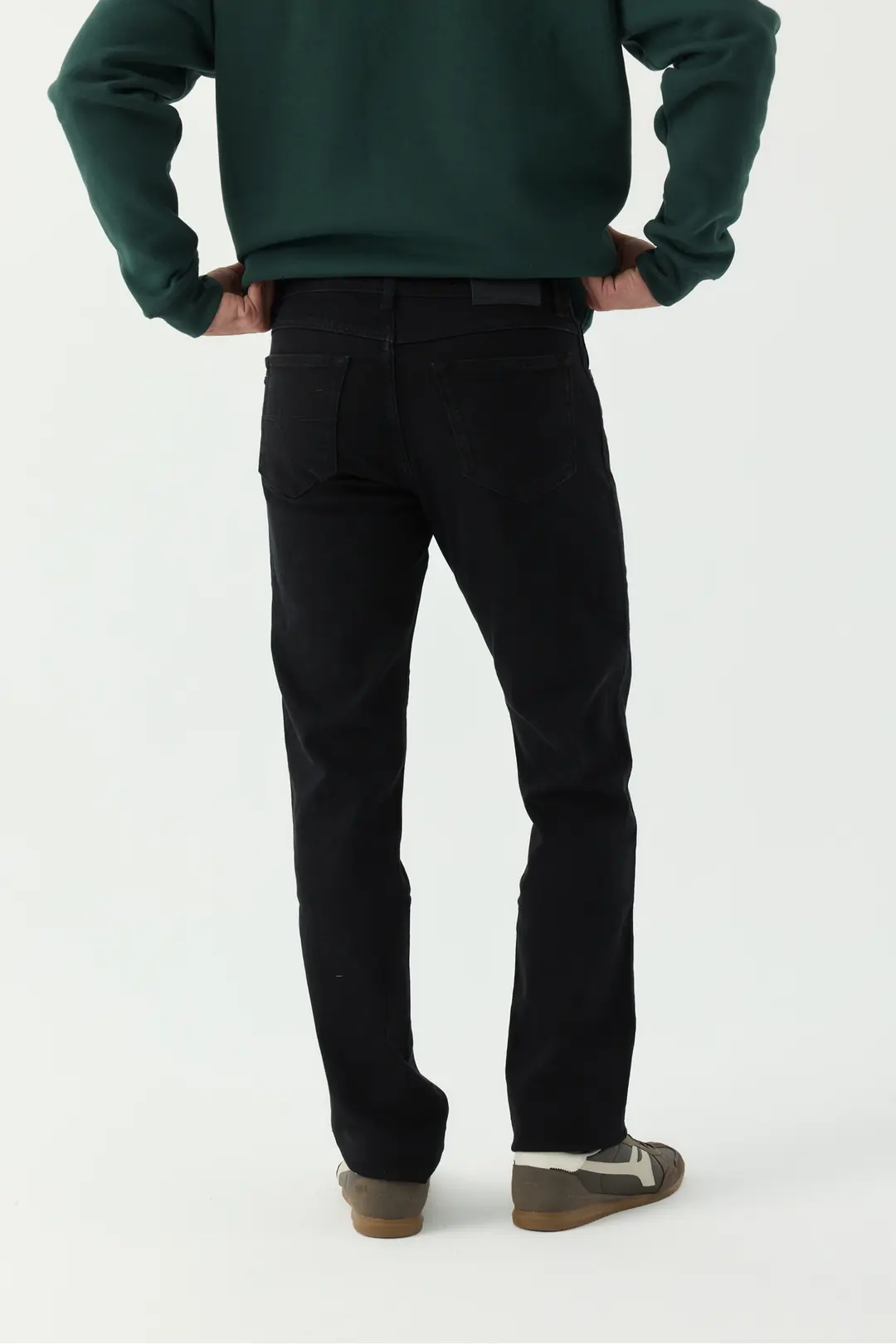 Straight Erkek Siyah Normal Bel 5 Cep Denim Jean Kot Pantolon