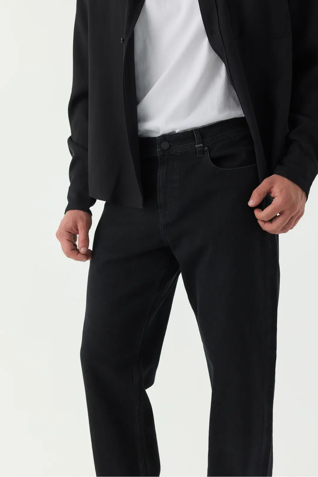 Regular Erkek Siyah Rigid Normal Bel 5 Cep Denim Jean Kot Pantolon