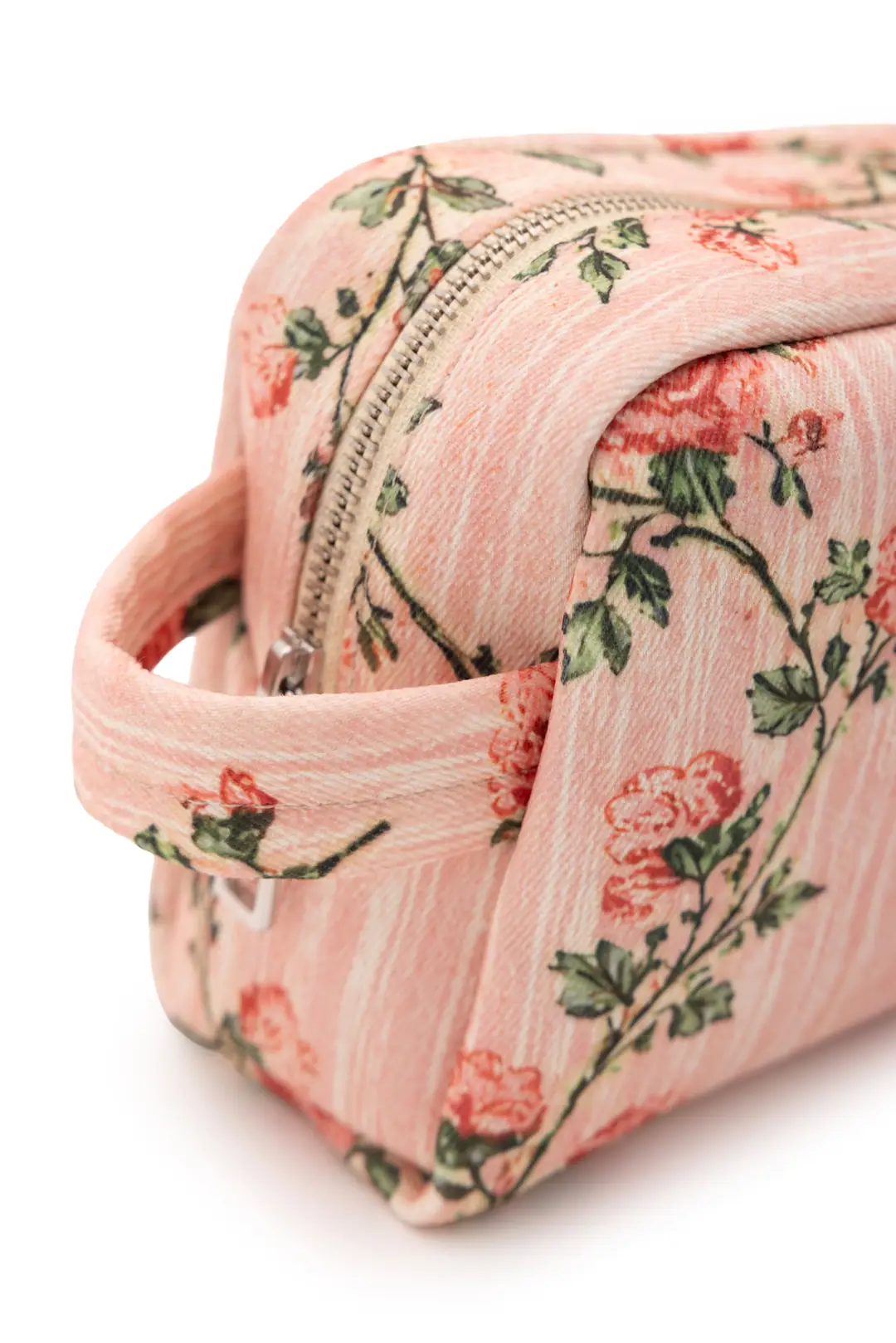 Aura Pembe Mini Floral Desenli Makyaj Çantası
