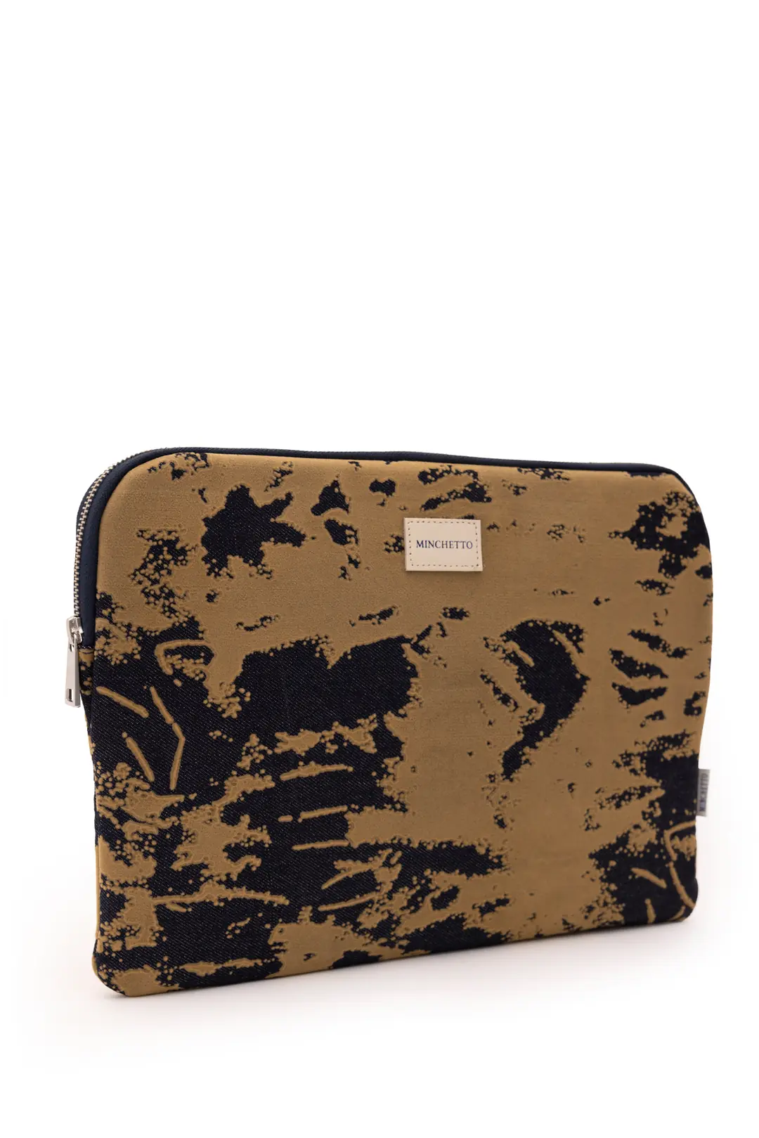 Forte 15-16 İnç Bej Flok Baskılı Denim Laptop Kılıfı