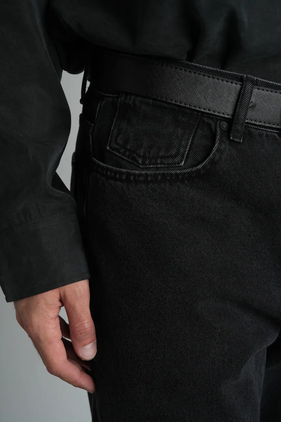 Siyah Tapered Fit Normal Bel Pamuklu Erkek Jean Pantolon