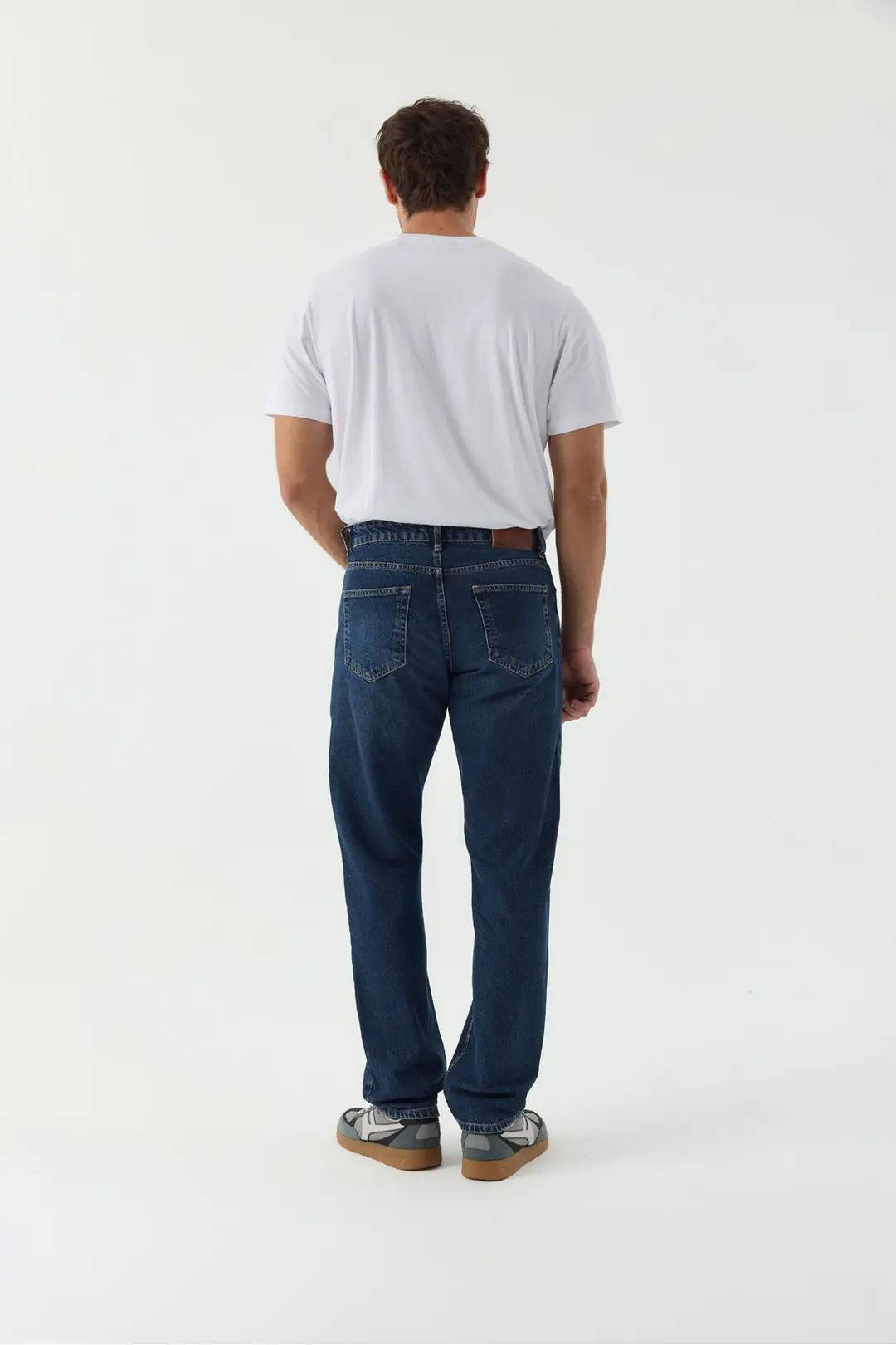 Straight Erkek Mavi Rigid Normal Bel 5 Cep Denim Jean Kot Pantolon