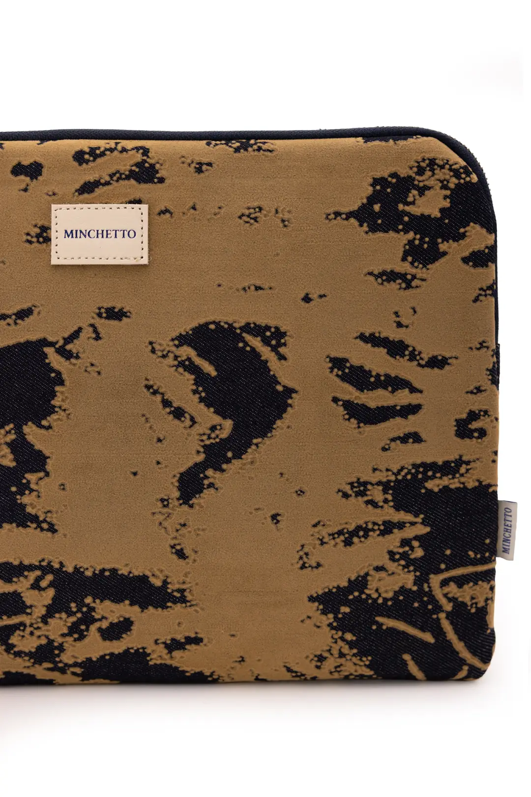 Forte 15-16 İnç Bej Flok Baskılı Denim Laptop Kılıfı