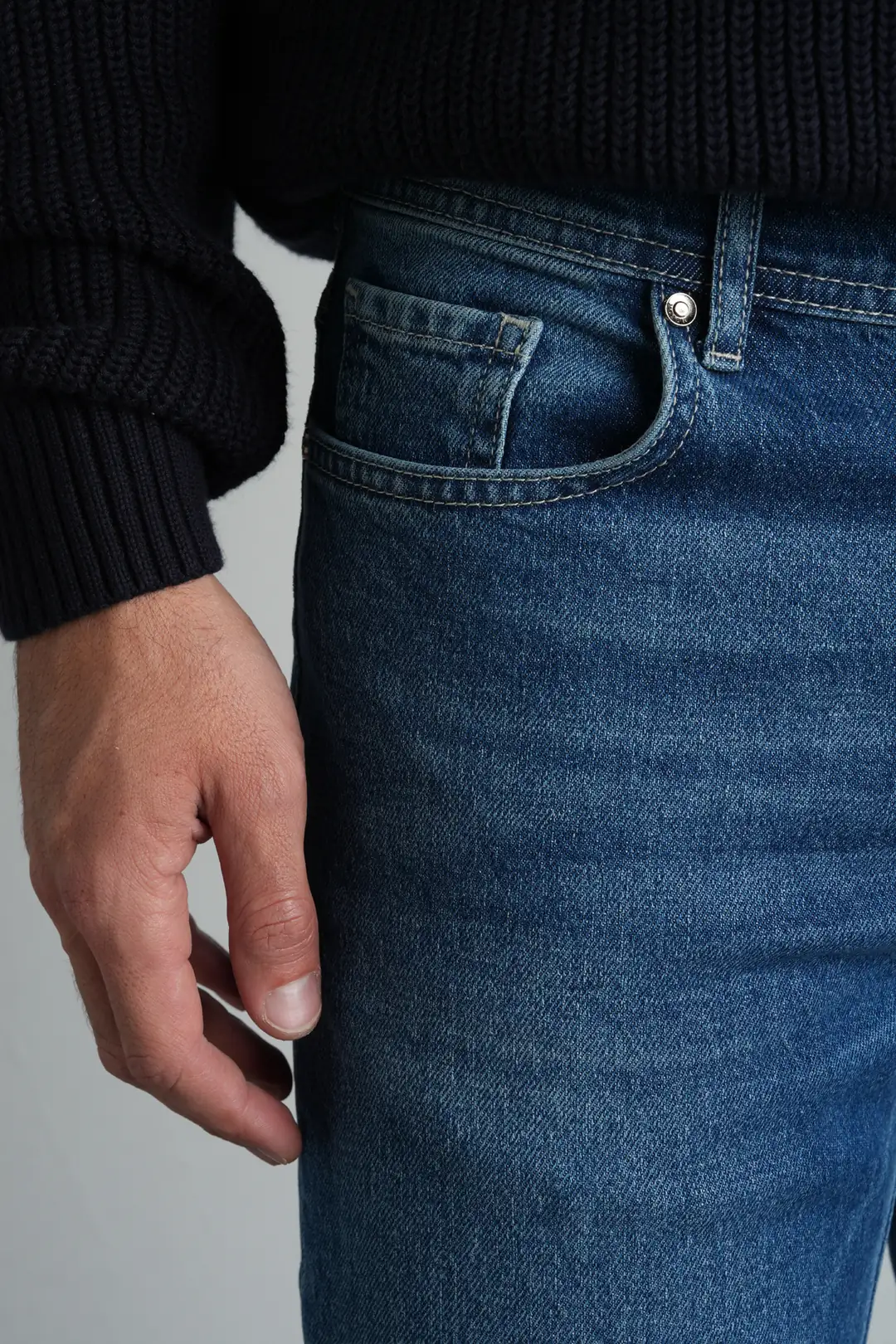 Açık Mavi Straight Fit Normal Bel Likralı Erkek Jean Pantolon