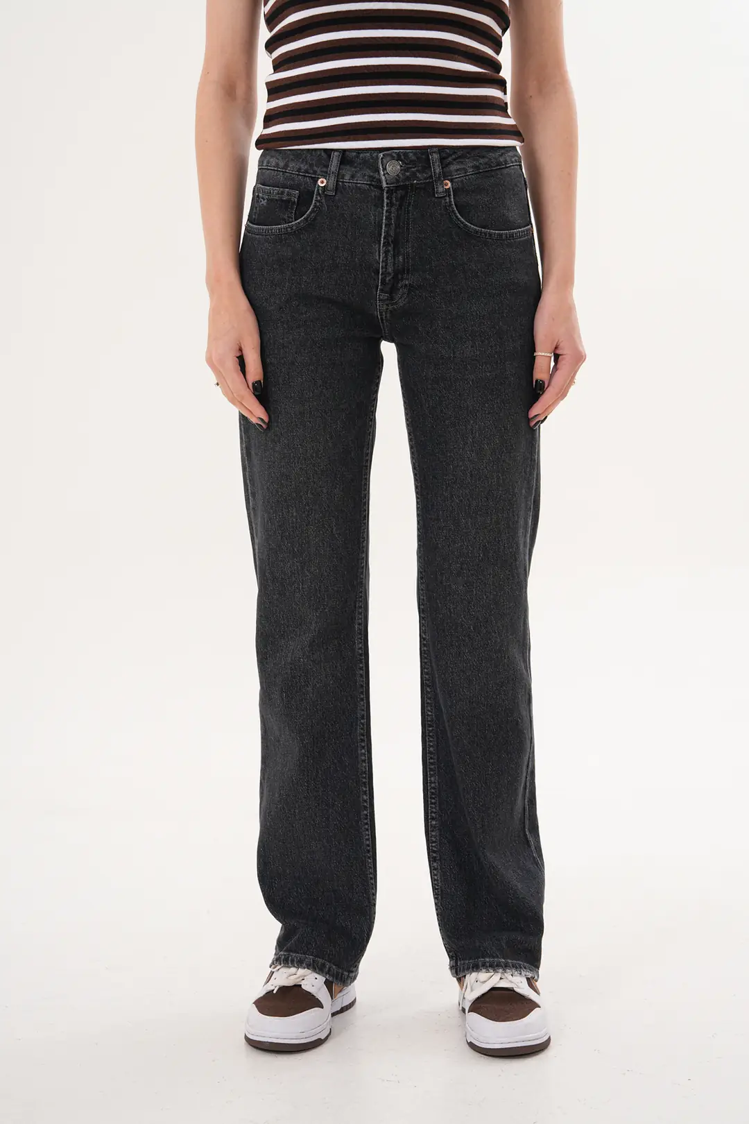 6030 - Kadın Normal Bel Straight Fit Boru Paça Jean Pantolon