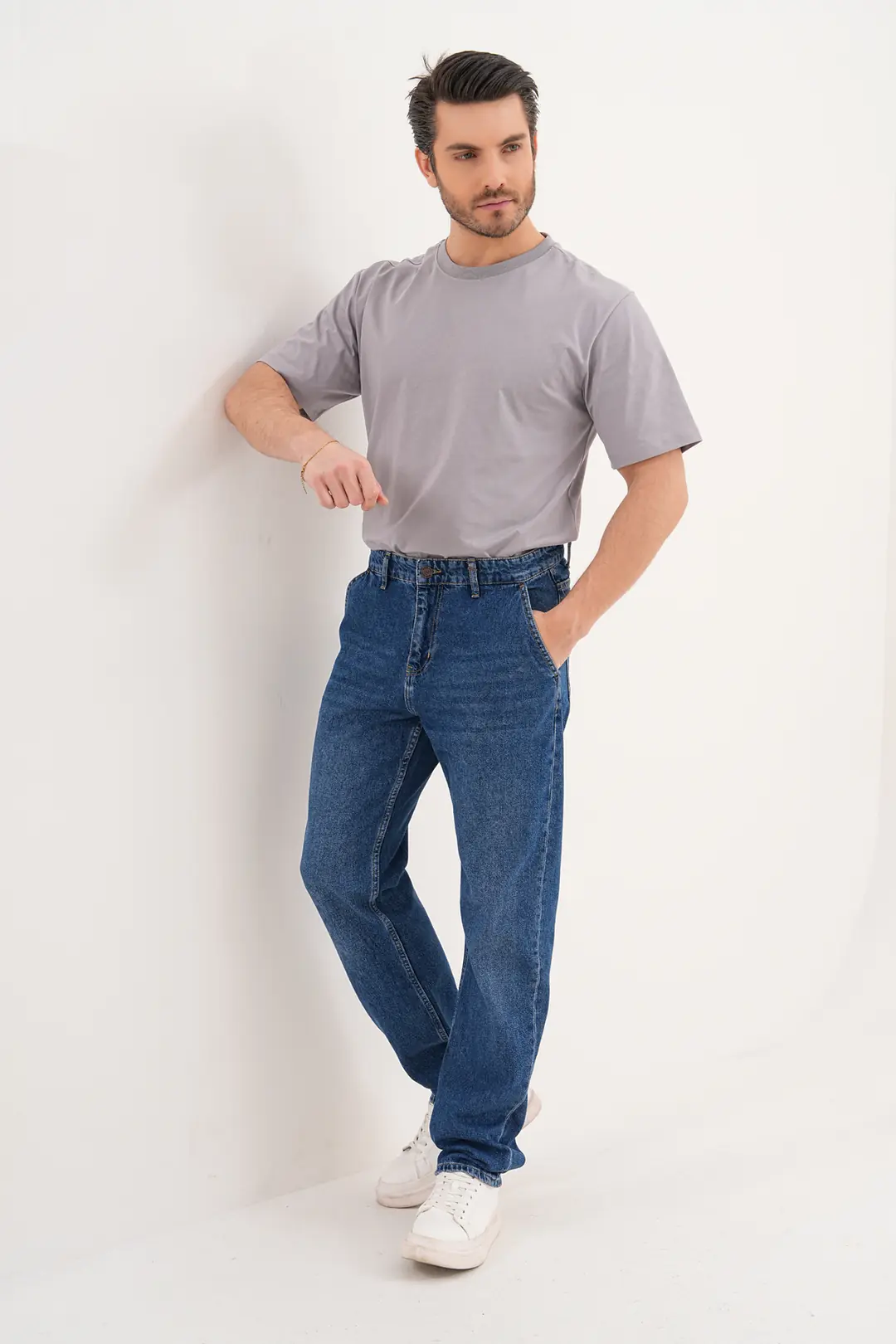 7017 - Erkek Normal Bel Straight Geniş Paça Jean Pantolon