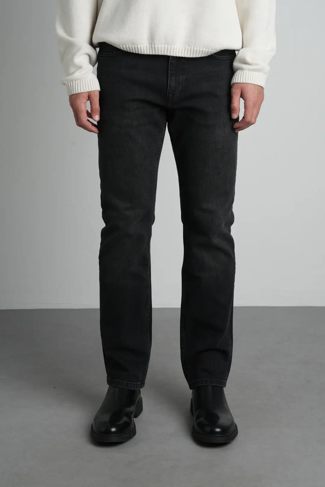 Antrasit Straight Fit Normal Bel Likralı Erkek Gabardin Pantolon