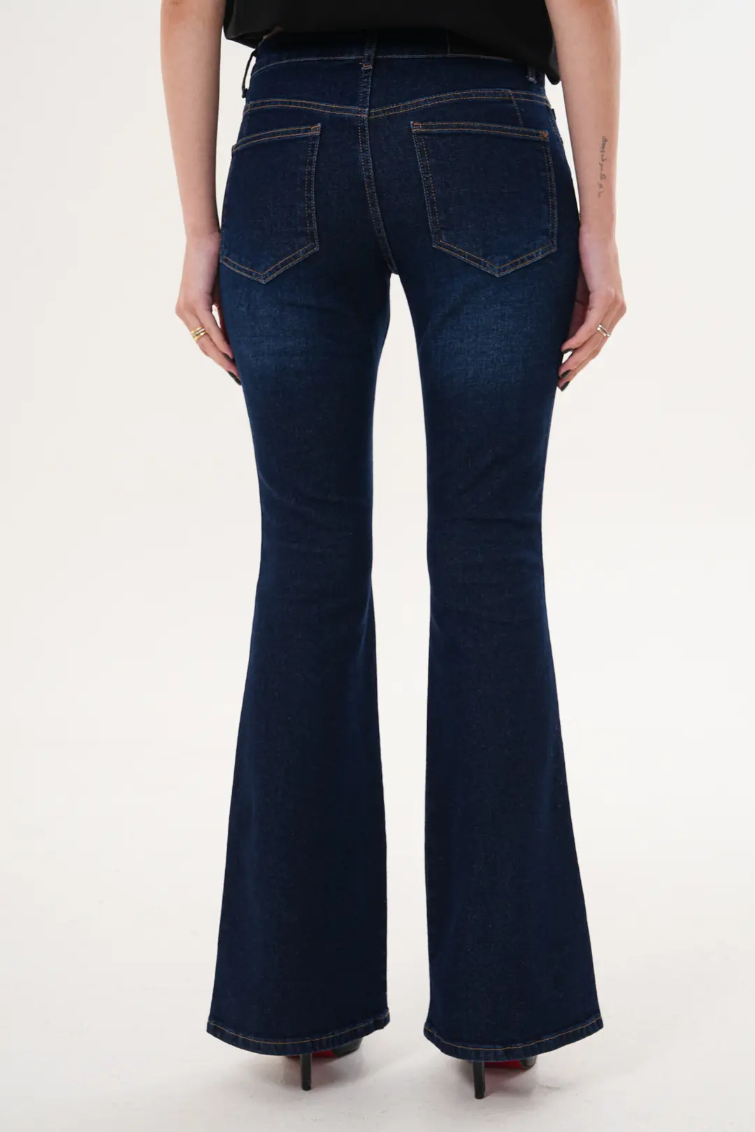 6042 - Kadın Flare Fit Düşük Bel İspanyol Paça Jean Kot Pantolon