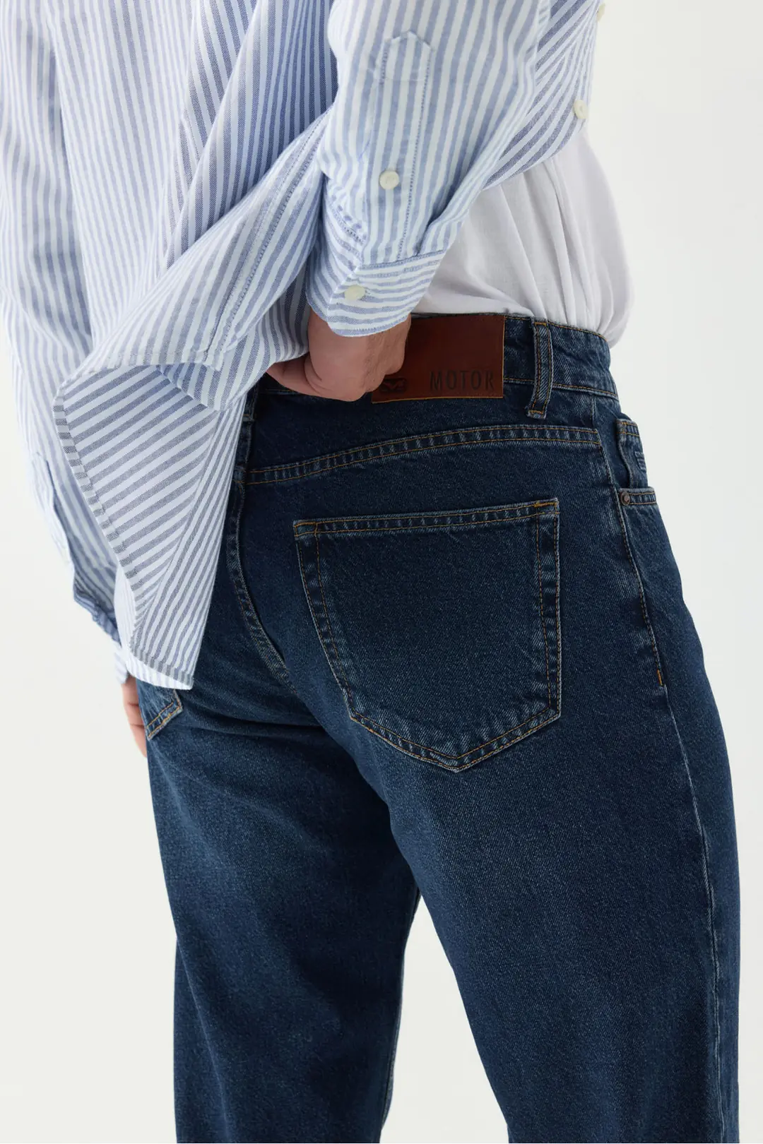 Straight Erkek Mavi Rigid Normal Bel 5 Cep Denim Jean Kot Pantolon