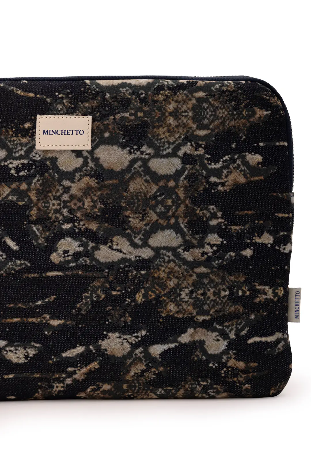 Forte 13-14 İnç Mavi Yılan Desenli Denim Laptop Kılıfı
