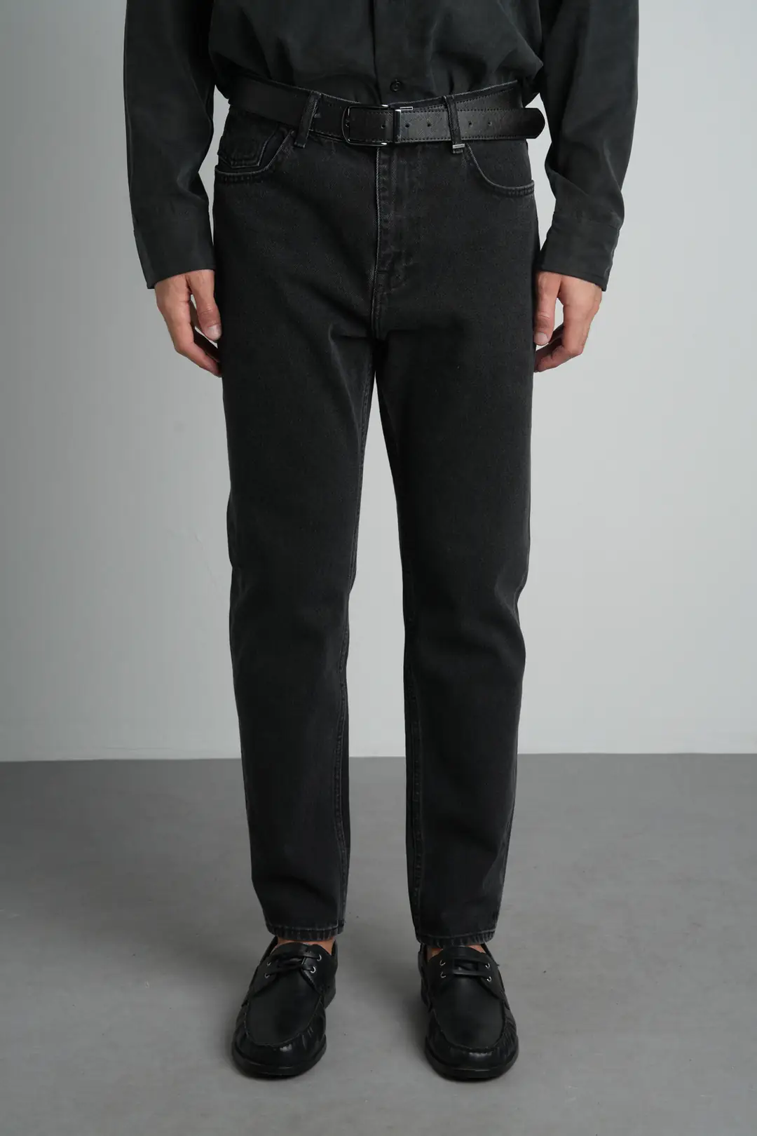 Siyah Tapered Fit Normal Bel Pamuklu Erkek Jean Pantolon
