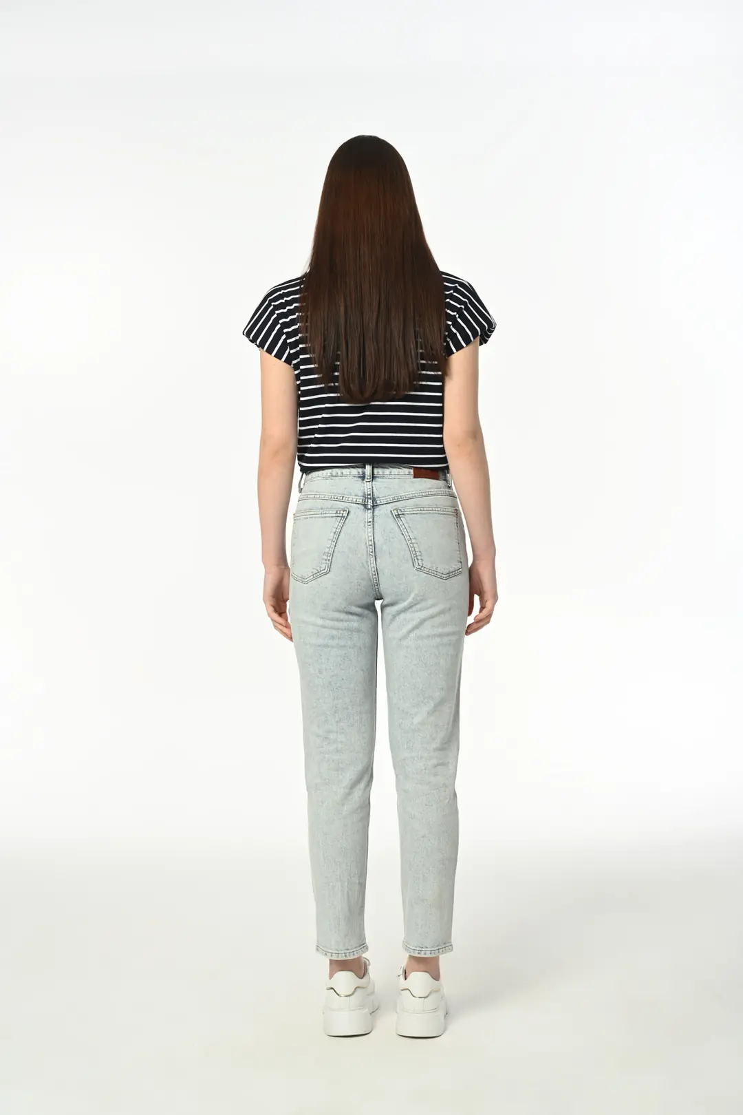 Mom Kadın Açık Mavi Normal Bel 5 Cep Denim Jean Kot Pantolon