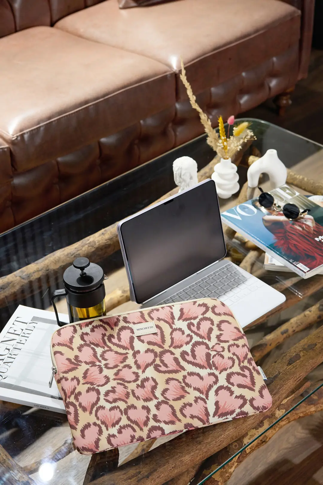 Forte 13-14 İnç Pembe Amore Kalp Desenli Laptop Kılıfı