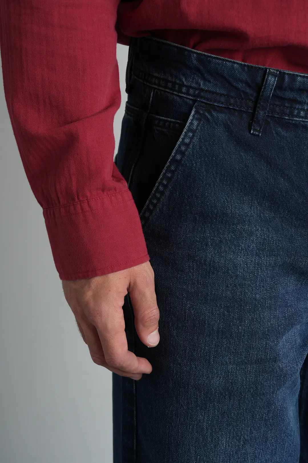 Mavi Siyah Skater Fit Yüksek Bel Pamuklu Erkek Jean Pantolon