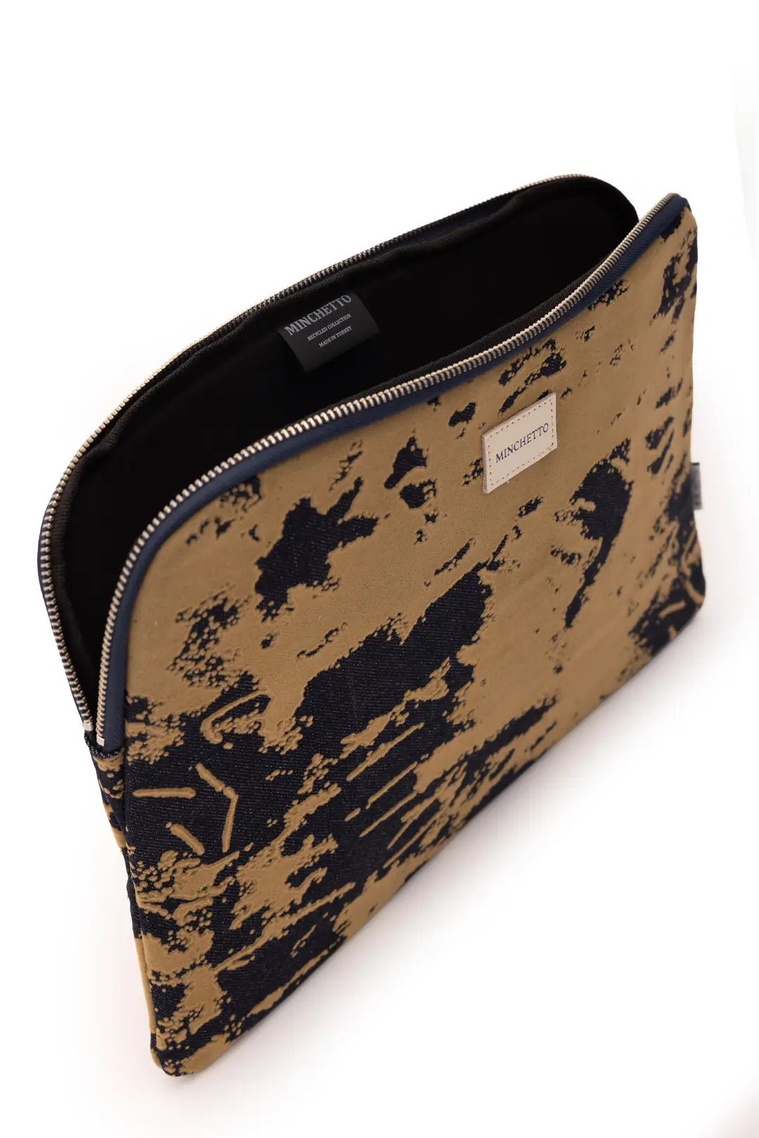 Forte 13-14 İnç Bej Flok Baskılı Denim Laptop Kılıfı