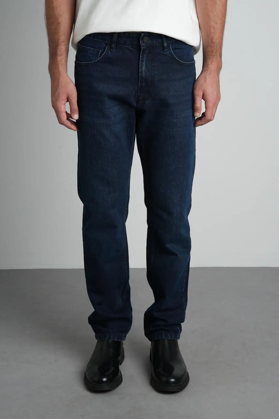 Mavi Siyah Tapered Fit Normal Bel Likralı Erkek Jean Pantolon