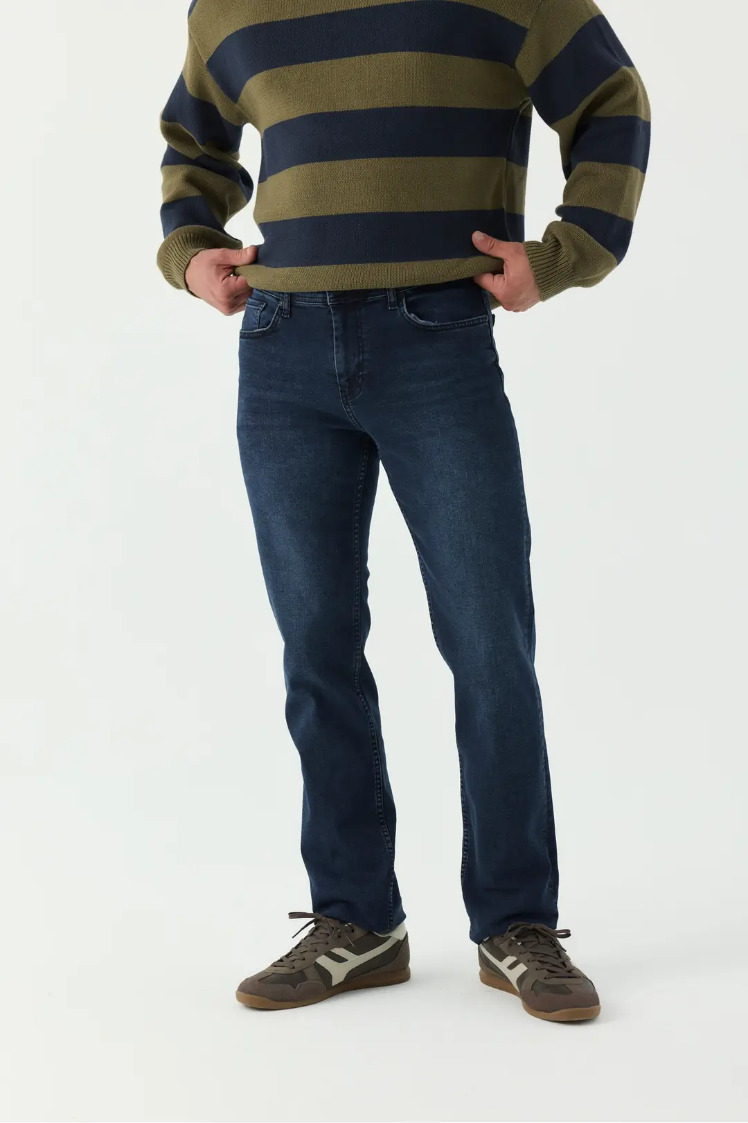 Straight Erkek Mavi Stretch 5 Cep Denim Jean Kot Pantolon