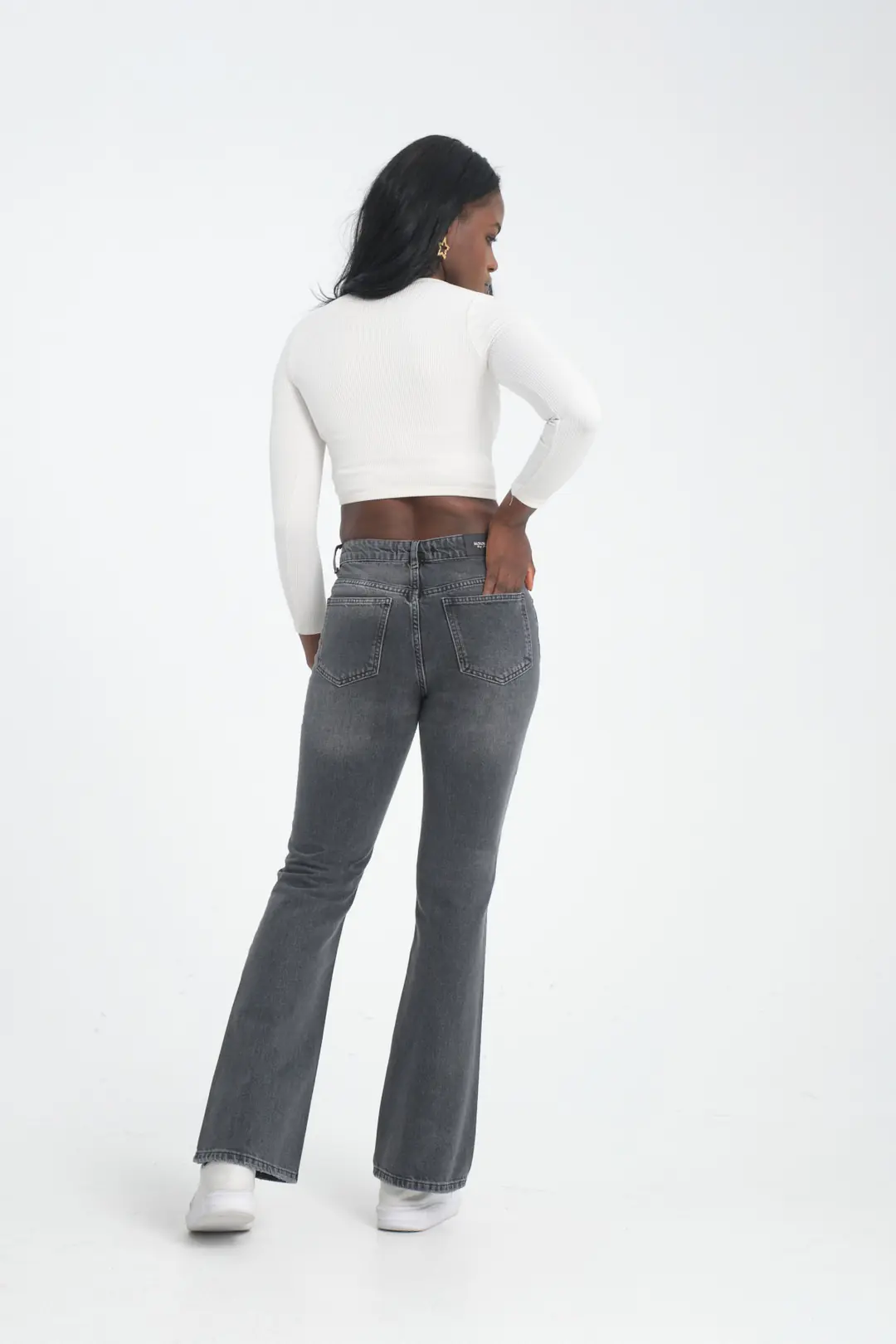 Flare Kadın Antrasit Rigid 5 Cep Denim Jean Kot Pantolon