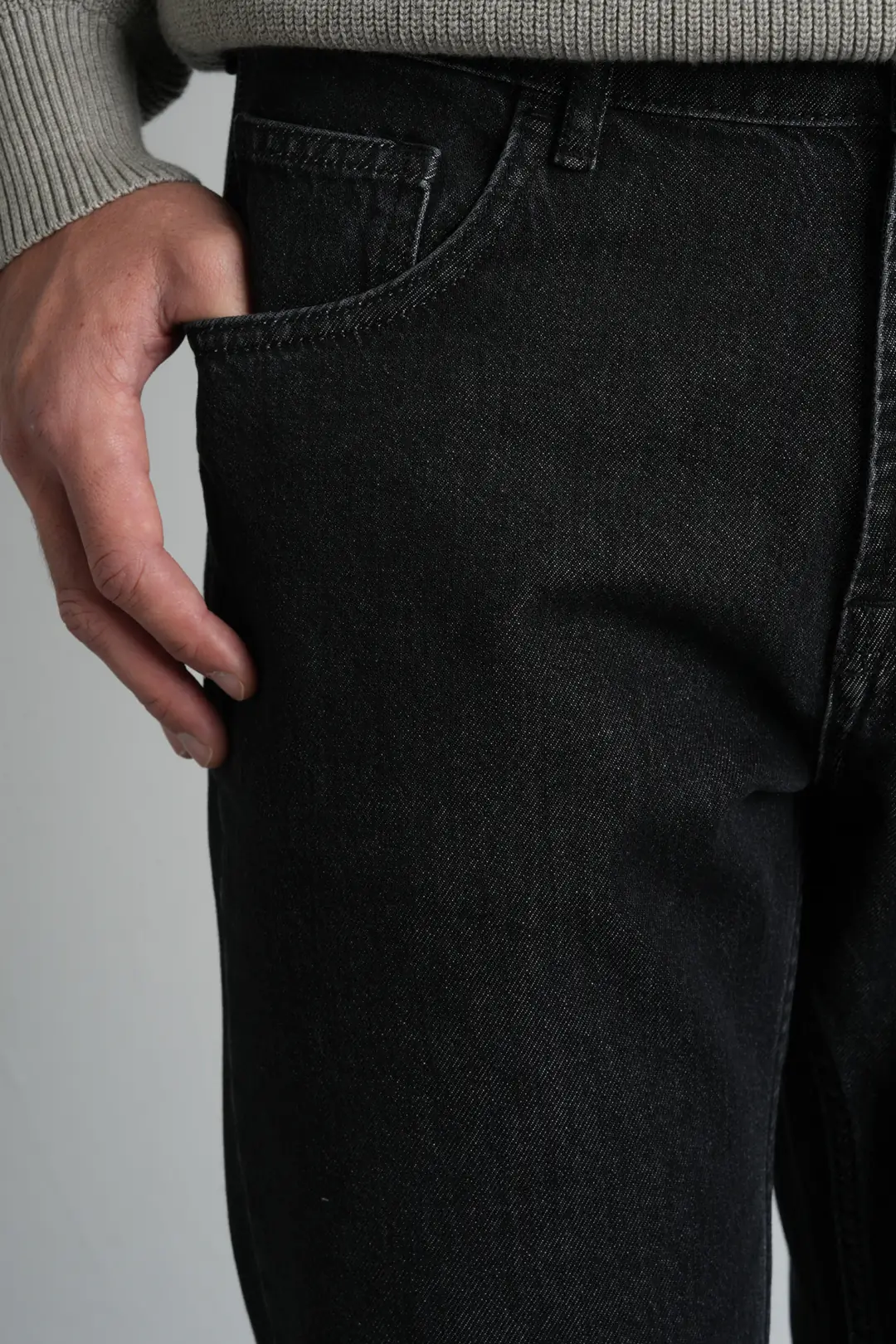 Siyah Tapered Fit Normal Bel Likralı Erkek Jean Pantolon