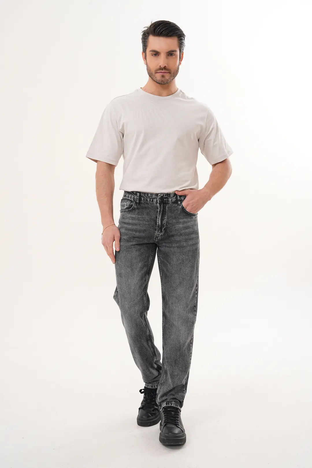 7006 - Erkek Normal Bel Straight Fit Boru Paça Jean Pantolon
