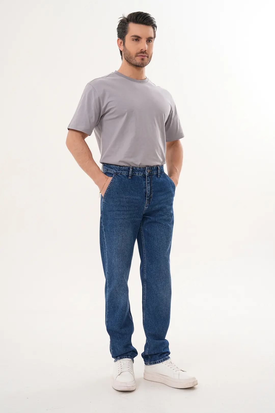 7017 - Erkek Normal Bel Straight Geniş Paça Jean Pantolon