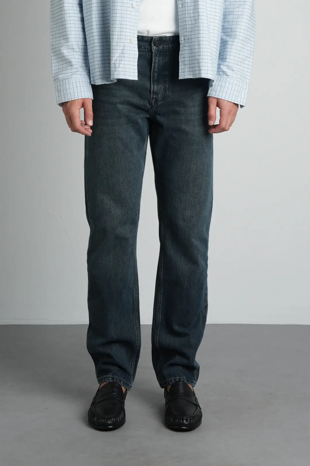 Mavi Kahverengi Straight Fit Normal Bel Pamuklu Erkek Jean Pantolon