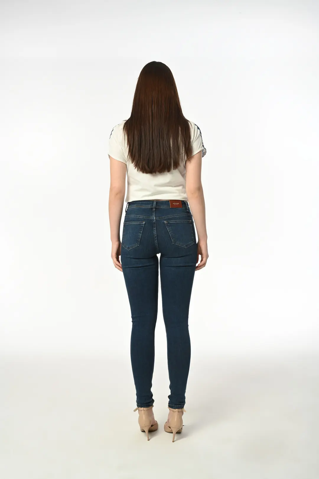 Skınny Kadın Mavi Stretch Yüksek Bel 5 Cep Denim Jean Kot Pantolon