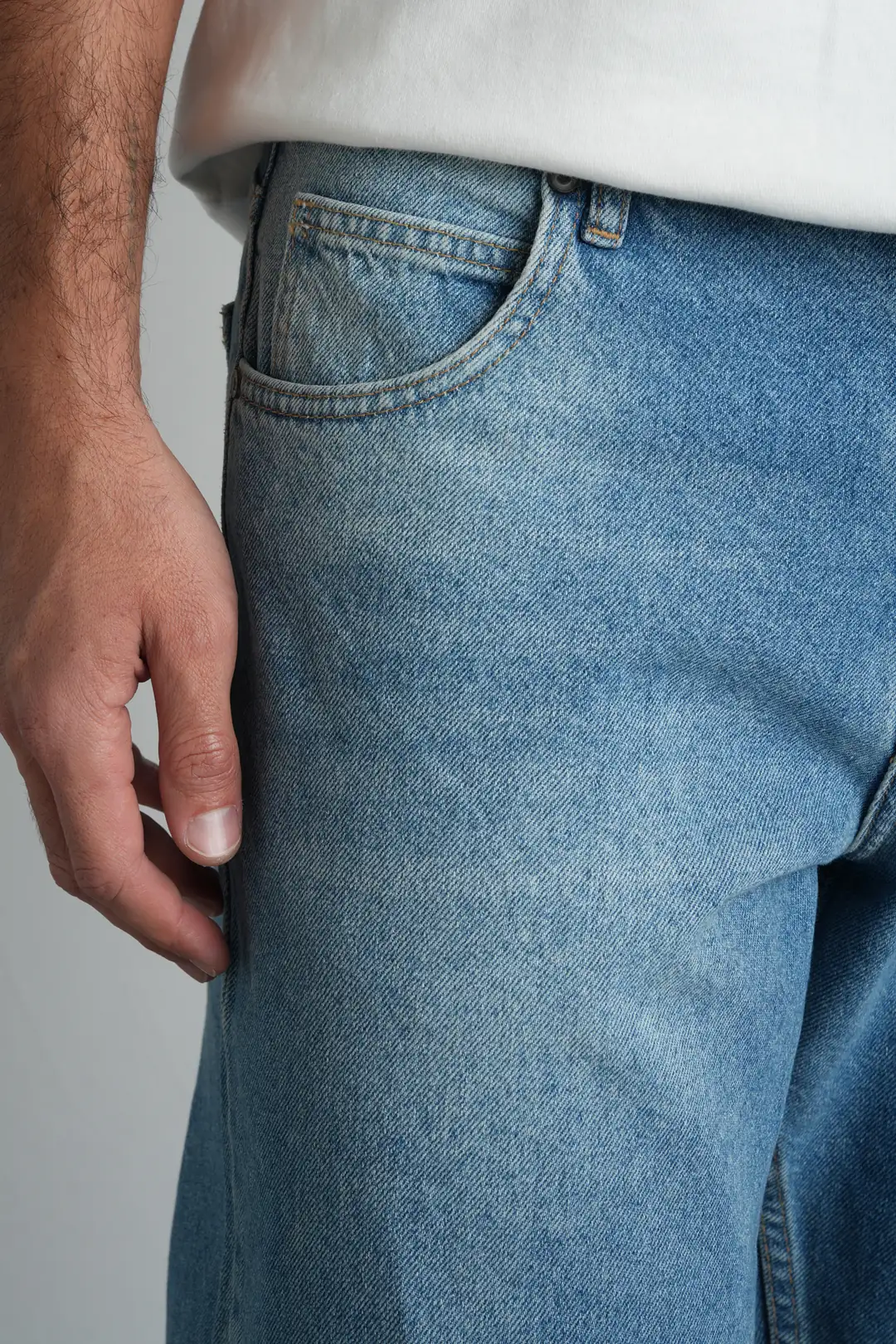 7021 - Açık Mavi Baggy Fit Normal Bel Geniş Paça  Erkek Jean Pantolon