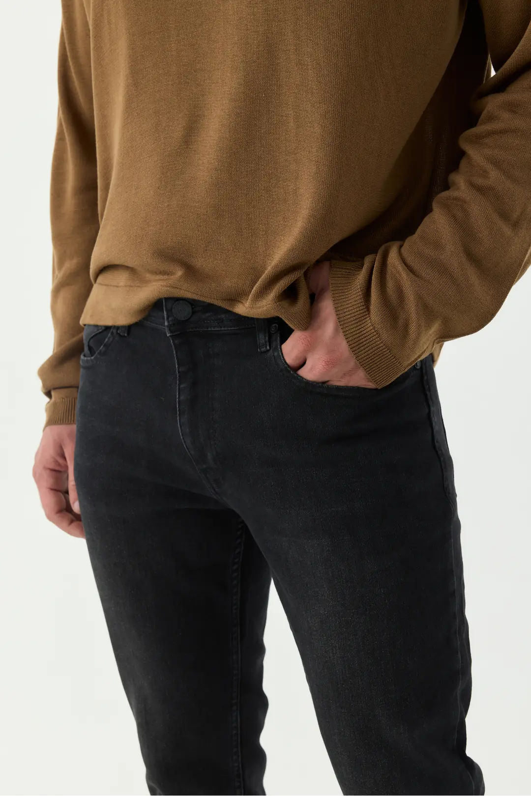Erkek Slim Fit Normal Bel Dar Paça Jean Pantolon