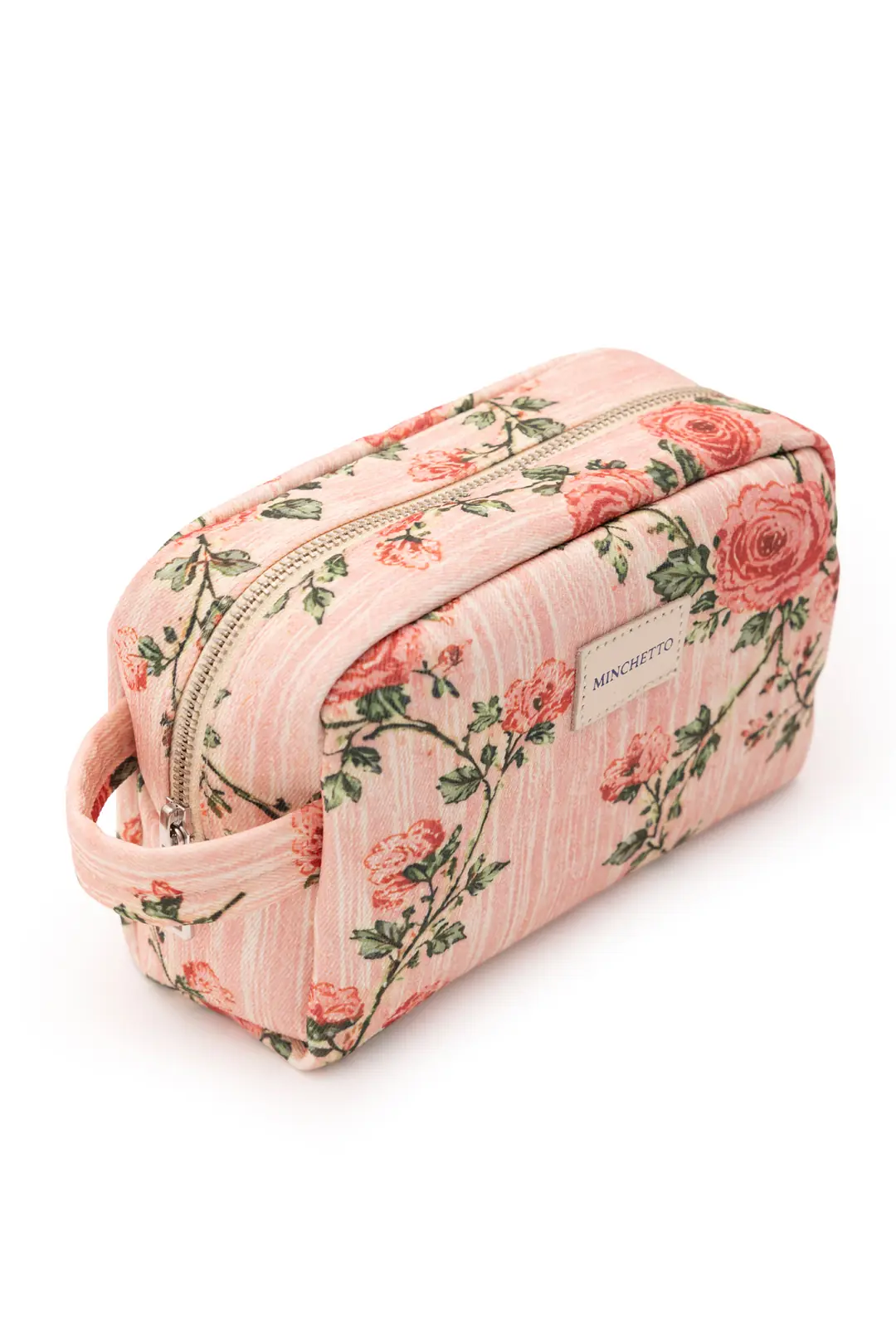 Minchetto Trio – Pembe Floral Desenli Çanta, 15-16 İnç Laptop Kılıfı ve Makyaj Çanta Seti