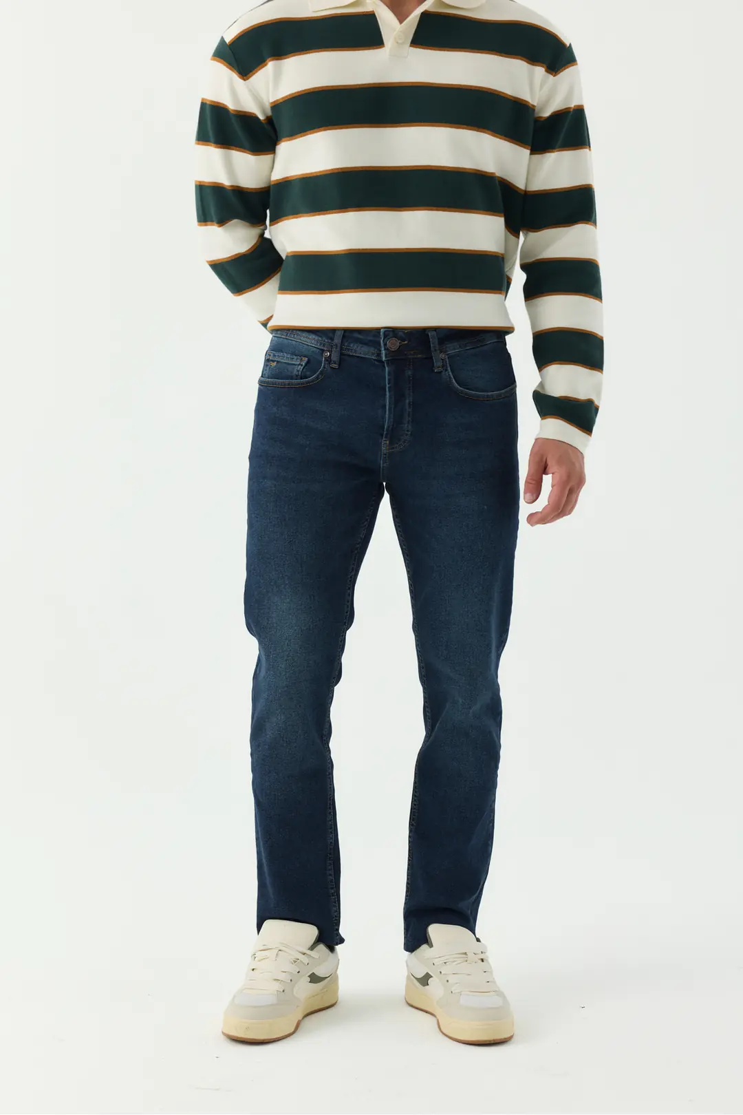 Straight Erkek Mavi 5 Cep Denim Jean Kot Pantolon