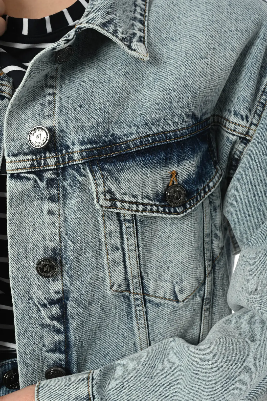 Klasik D266 Günlük Kadın Jean Rigit Young Önden Cep Denim Ceket