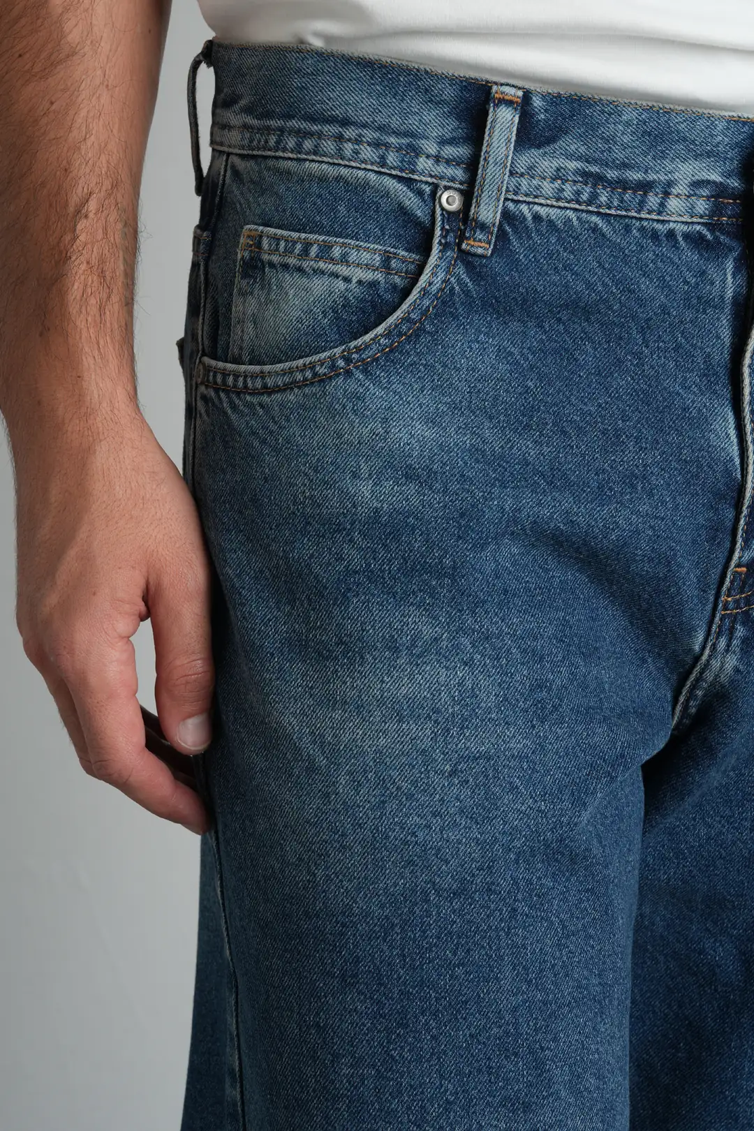 7021 - Erkek Baggy Fit Normal Bel  Geniş Paça Mavi Jean Pantolon