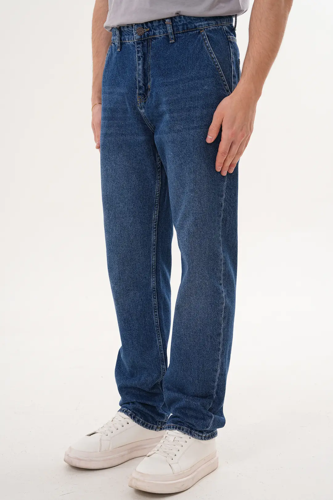 7017 - Erkek Normal Bel Straight Geniş Paça Jean Pantolon