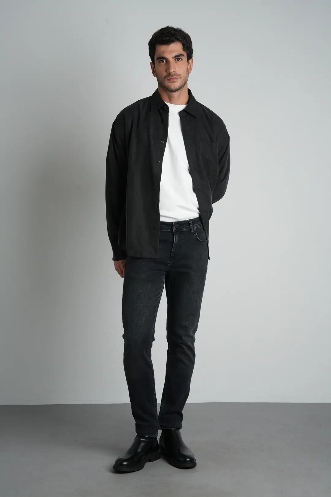 Antrasit Slim Fit Normal Bel Likralı Erkek Jean Pantolon
